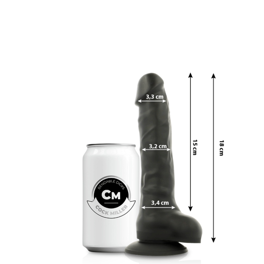 DILDO COCKSIL ARTICOLABILE IN SILICONE DENSIT NERO 18 CM – COCK MILLER
