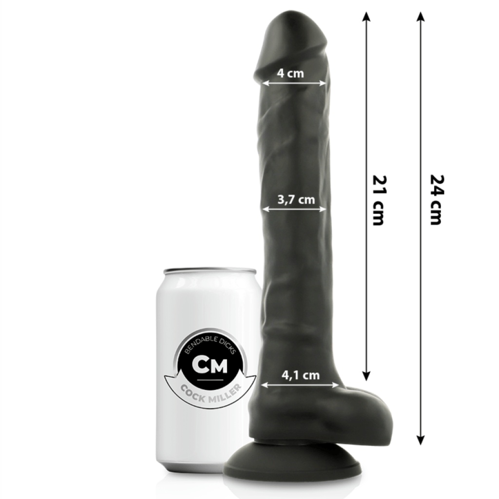 DILDO COCKSIL ARTICOLABILE IN SILICONE DENSIT NERO 24 CM – COCK MILLER