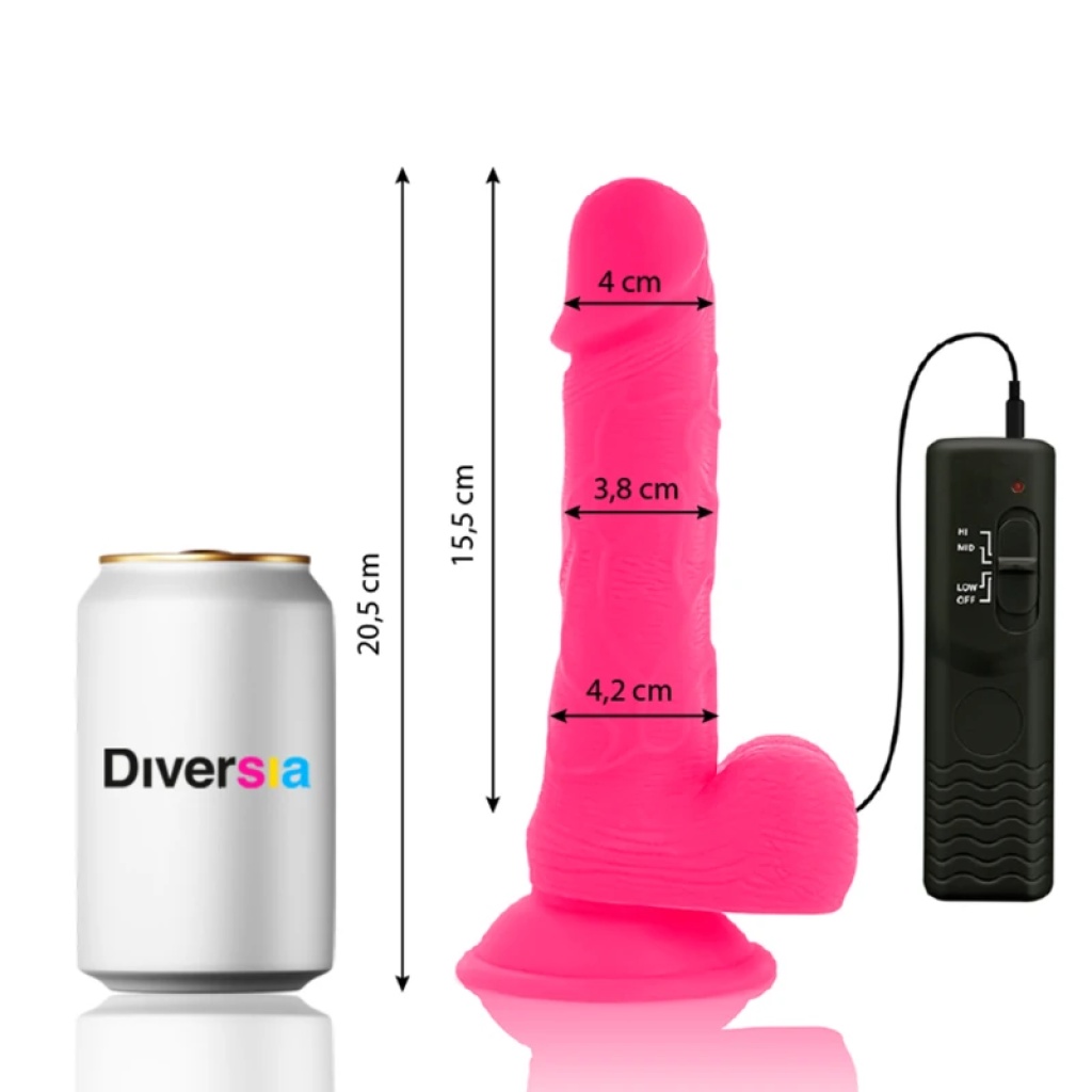 DILDO VIBRANTE FLESSIBILE ROSA 20.5 CM -O- 4.2 CM – DIVERSIA