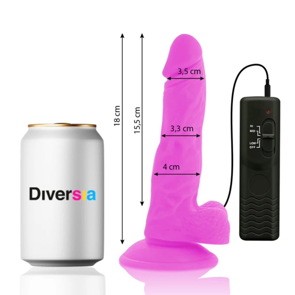 DILDO VIBRANTE FLESSIBILE VIOLA 18 CM -O- 4 CM – DIVERSIA