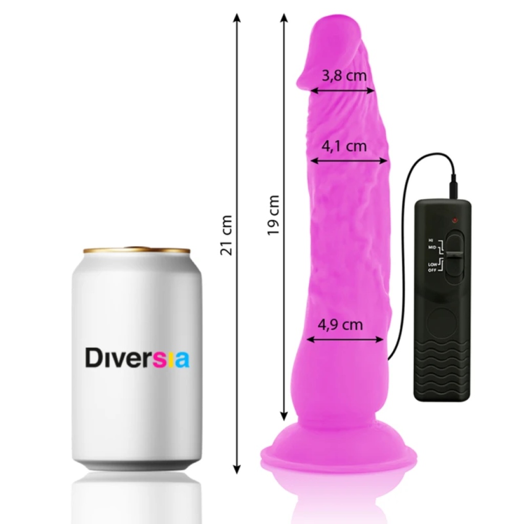 DILDO VIBRANTE FLESSIBILE VIOLA 21 CM -O- 4.9 CM – DIVERSIA