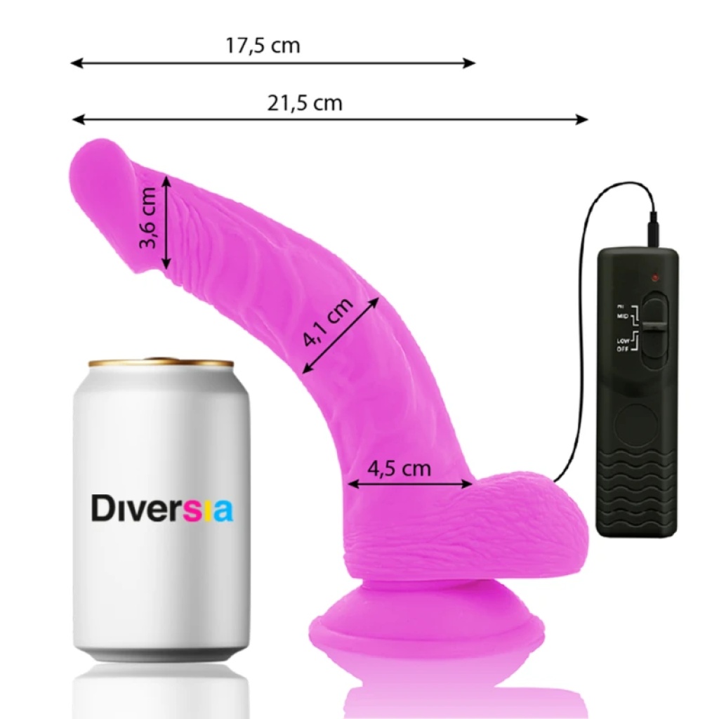 DILDO VIBRANTE FLESSIBILE VIOLA 21.5 CM -O- 4.5 CM – DIVERSIA