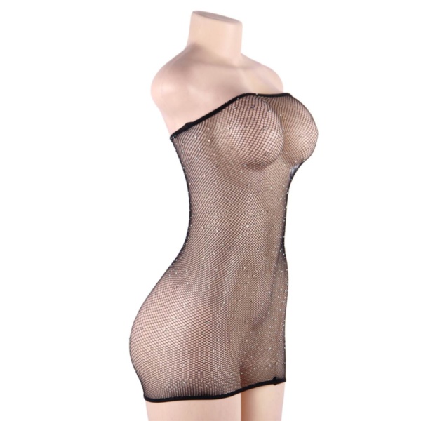 QUEEN LINGERIE - ABITO BODY A RETE CON DIAMANTI S/L - immagine 4