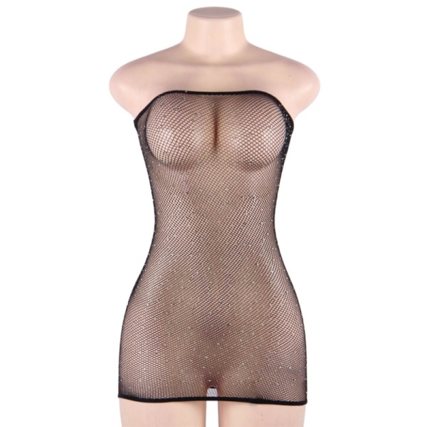 QUEEN LINGERIE - ABITO BODY A RETE CON DIAMANTI S/L - immagine 3