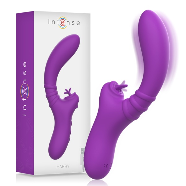 VIBRATORE RABBIT FLESSIBILE HARRY CON LINGUA VIOLA - INTENSE - immagine 2