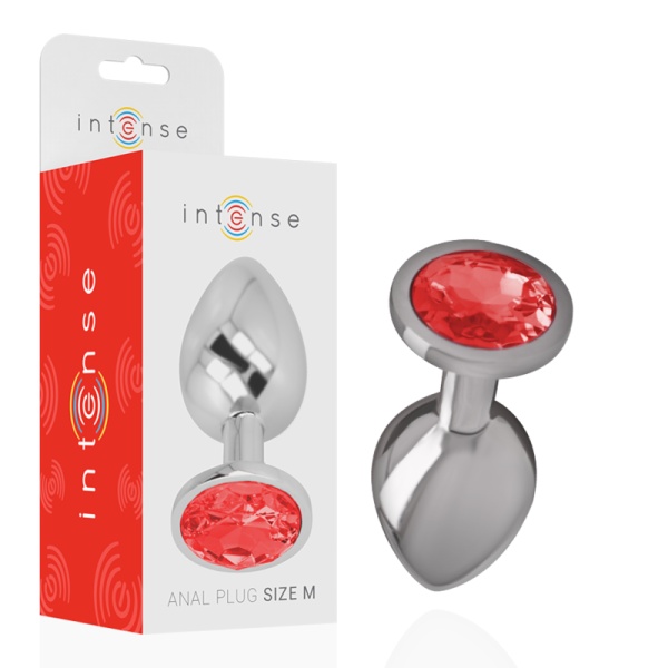 PLUG ANALE IN METALLO CON CRISTALLO ROSSO MISURA M - INTENSE - immagine 2