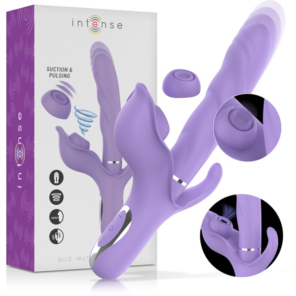 VIBRATORE MULTIFUNZIONE RICARICABILE BILLIE ASPIRANTE E PULSANTE VIOLA - INTENSE - immagine 2