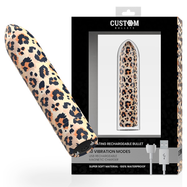 VIBRATORE CLASSICO RICARICABILE 10 VIBRAZIONI LEOPARD - CUSTOM BULLETS - immagine 2