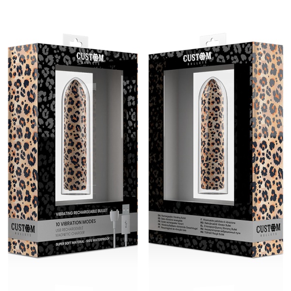 VIBRATORE CLASSICO RICARICABILE 10 VIBRAZIONI LEOPARD - CUSTOM BULLETS - immagine 5