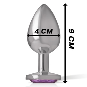 Plug anale intense in alluminio con cristallo viola 9 cm