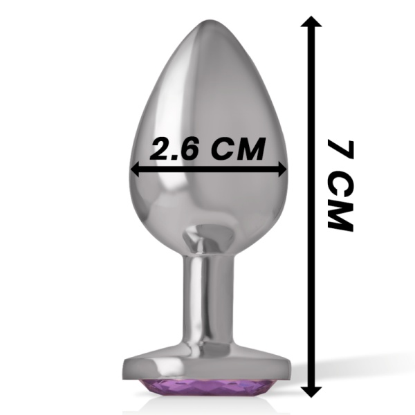 Plug anale intense in alluminio con cristallo viola 7 cm