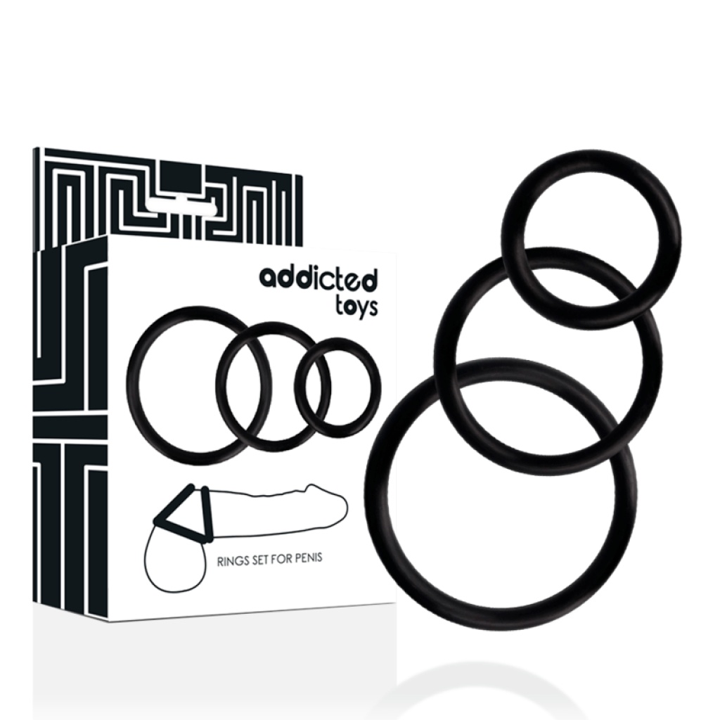 SET ANELLI PER PENE NERO – ADDICTED TOYS