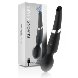 vibratore e massaggiatore con funzione aspirazione ricaricabile con USB blacksilver