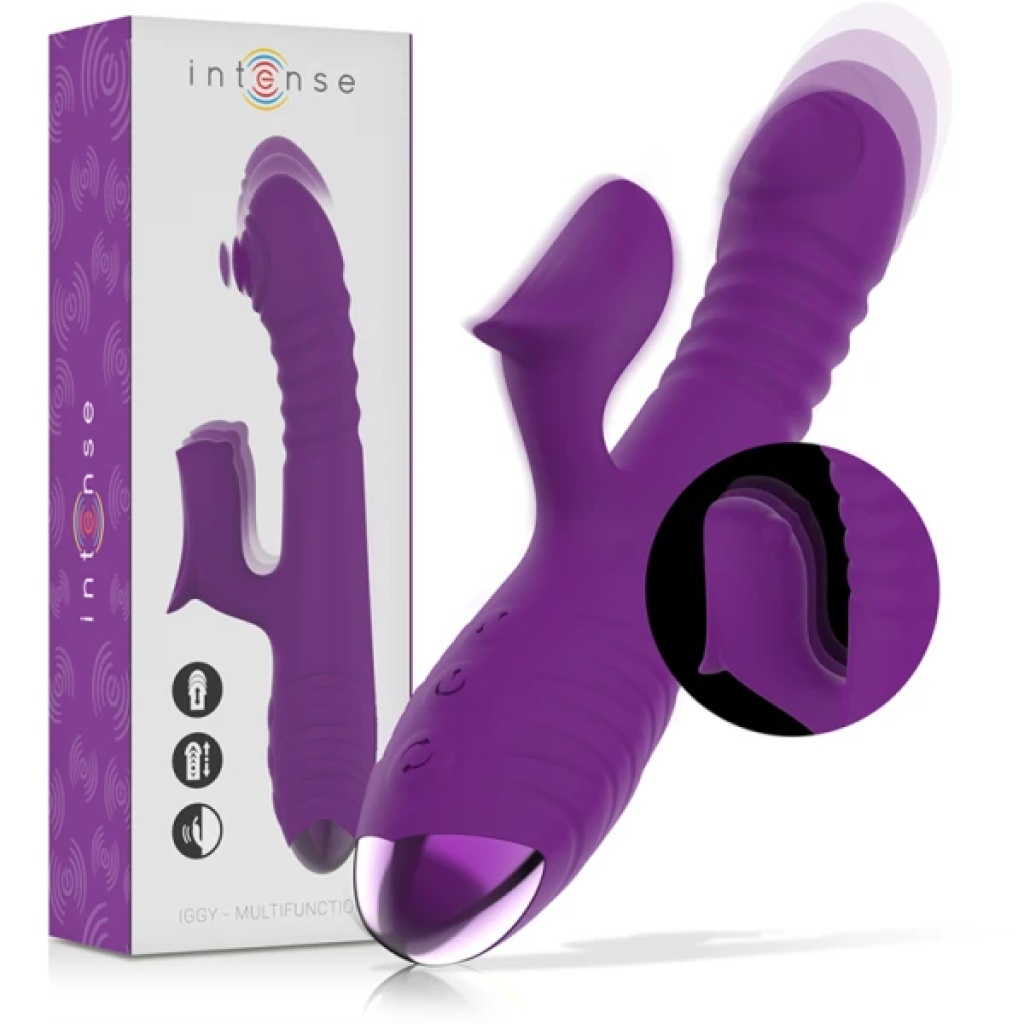 VIBRATORE MULTIFUNZIONE RICARICABILE IGGY UP  DOWN CON STIMOLATORE CLITORIDE VIOLA – INTENSE