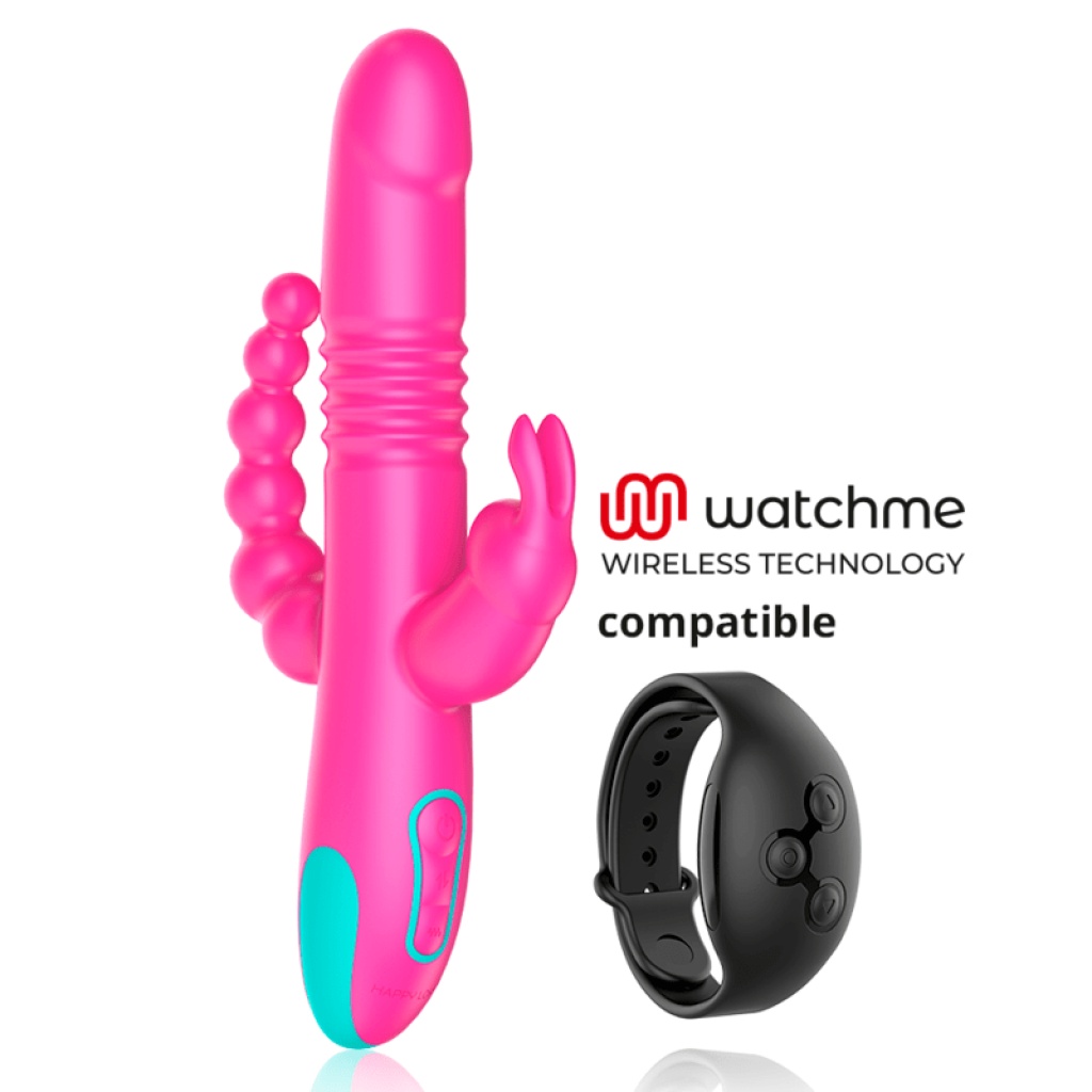 VIBRATORE RABBIT TRIPLA STIMOLAZIONE DONALD: COMPATIBILE CON LA TECNOLOGIA WIRELESS ANALE, G-SPOT E CLITORIDEA WATCHME – HAPPY LOKY