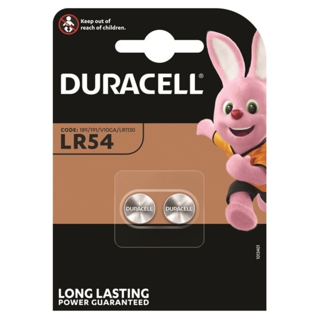DURACELL – BATTERIA A BOTTONE ALCALINA LR54 LR1130 AG10 1,5V 2 UNIT