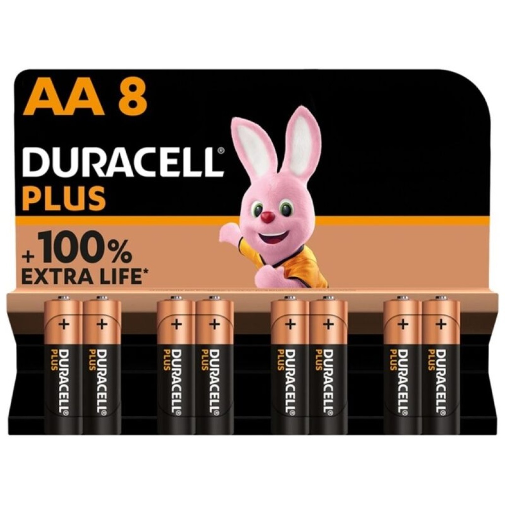 DURACELL – BATTERIA ALCALINA PLUS POWER 100 AA LR6 8 UNIT