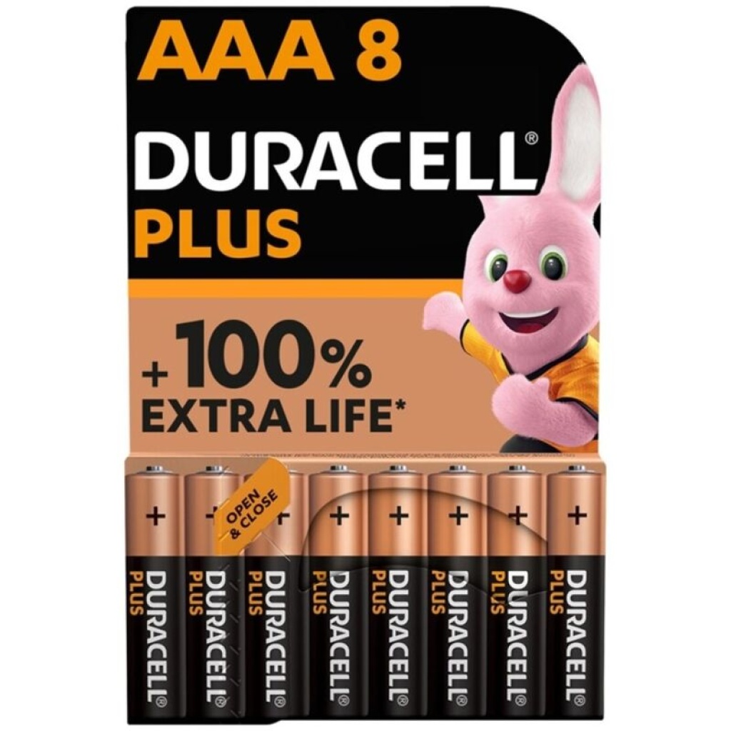 DURACELL – BATTERIA ALCALINA PLUS POWER 100 AAA LR03 8 UNIT