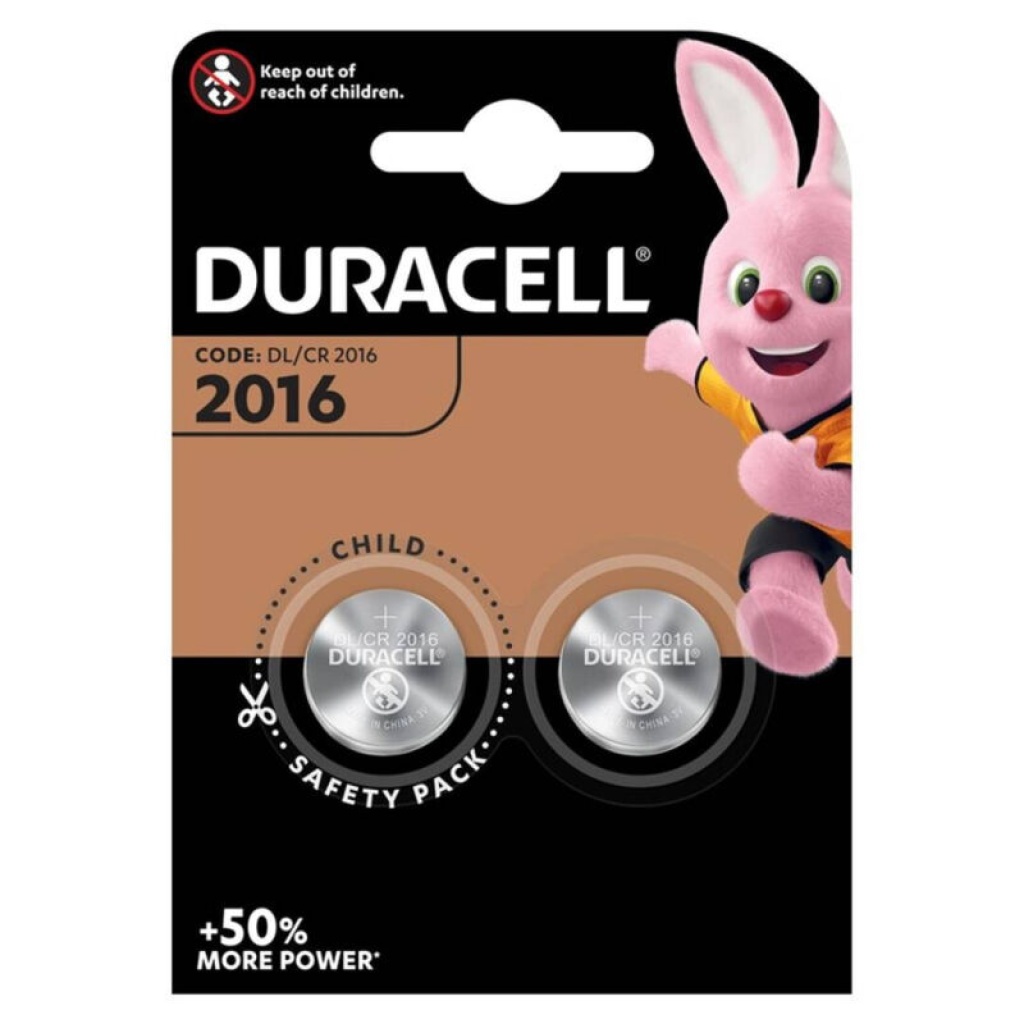DURACELL – BATTERIA BOTTONE LITIO CR2016 3V 2 UNIT