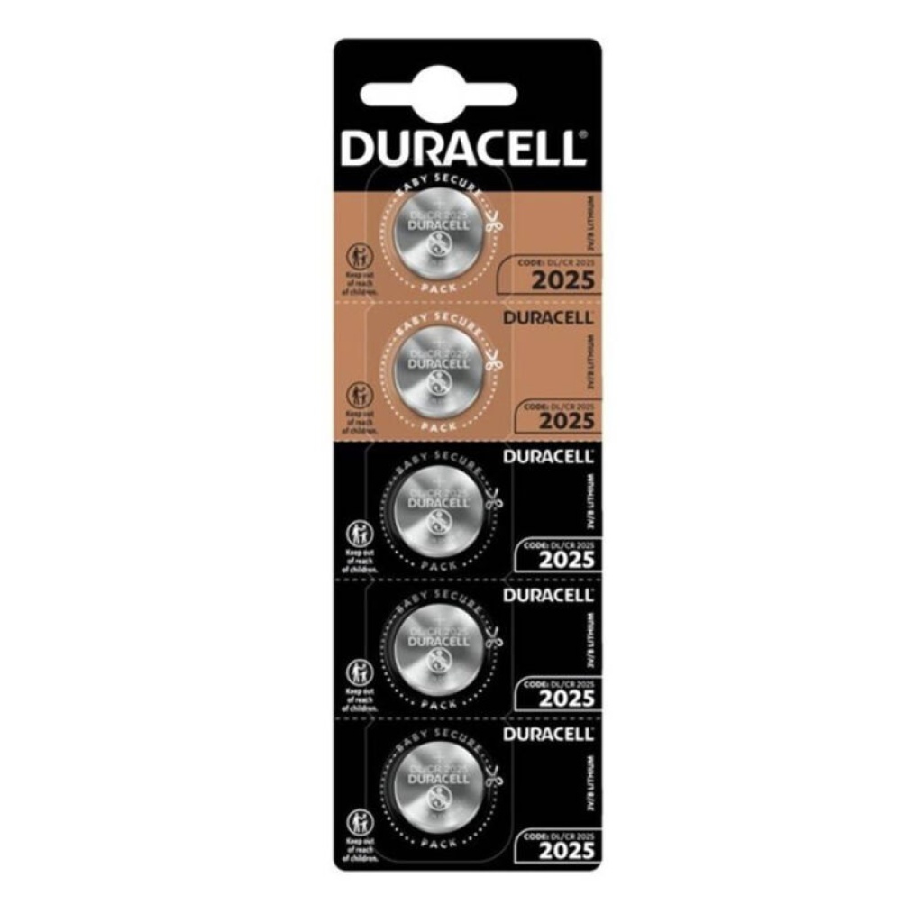 DURACELL – BATTERIA BOTTONE LITIO CR2025 3V 5 UNIT
