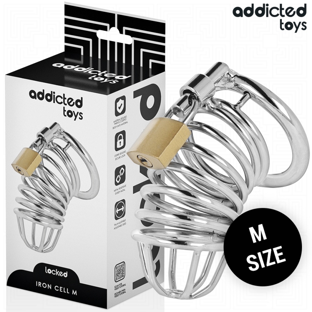 ADDICTED TOYS LOCKED – GABBIA PER PENE IN METALLO CON CELLULE DI FERRO TAGLIA M