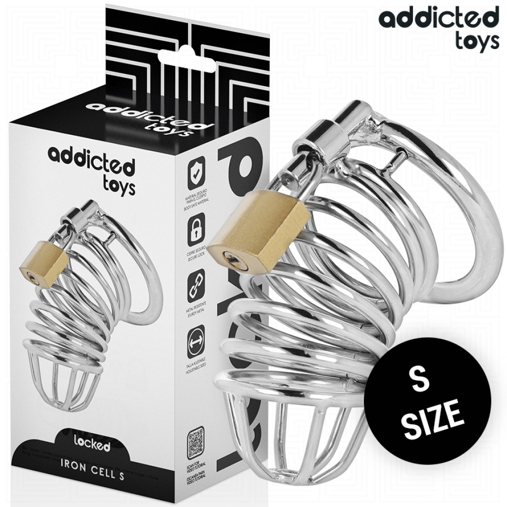 ADDICTED TOYS LOCKED – GABBIA PER PENE IN METALLO CON CELLULE DI FERRO 4 CM TAGLIA S