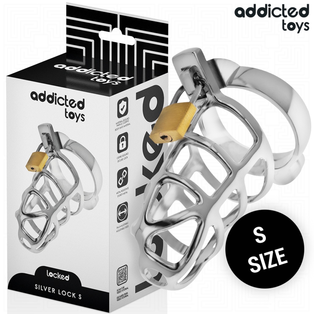ADDICTED TOYS LOCKED – GABBIA PER PENE IN METALLO CON BLOCCAGGIO ARGENTO TAGLIA S