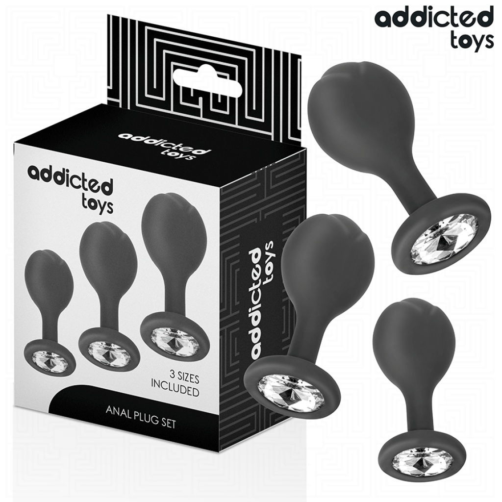 ADDICTED TOYS – SET DI 3 TAPPI ANALI CON GIOIELLO