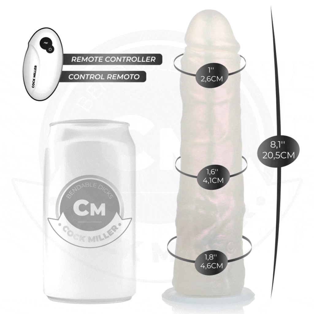 COCK MILLER – DILDO CON VENTOSA, LUCI E VIBRAZIONE CON TELECOMANDO BIANCO 20,5 CM