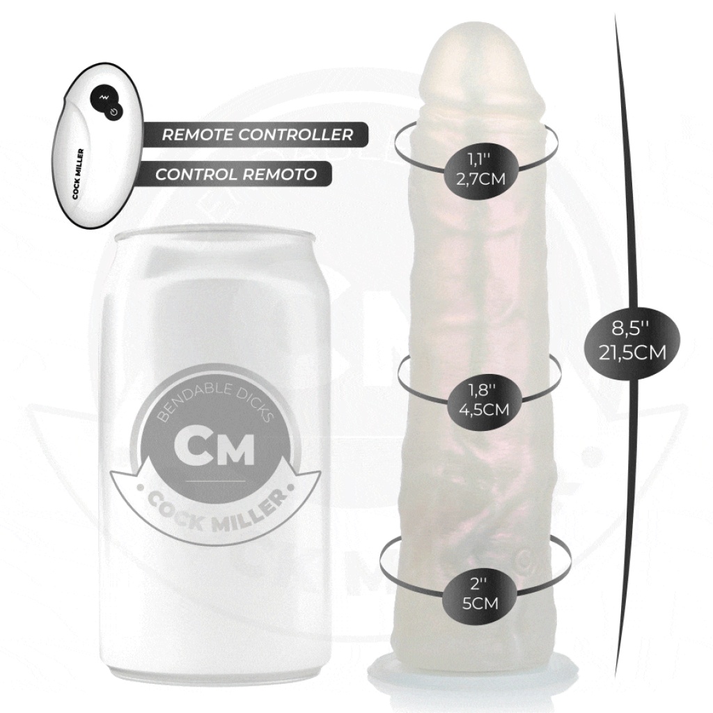 COCK MILLER – DILDO CON VENTOSA, LUCI E VIBRAZIONE CON TELECOMANDO BIANCO 19,5 CM