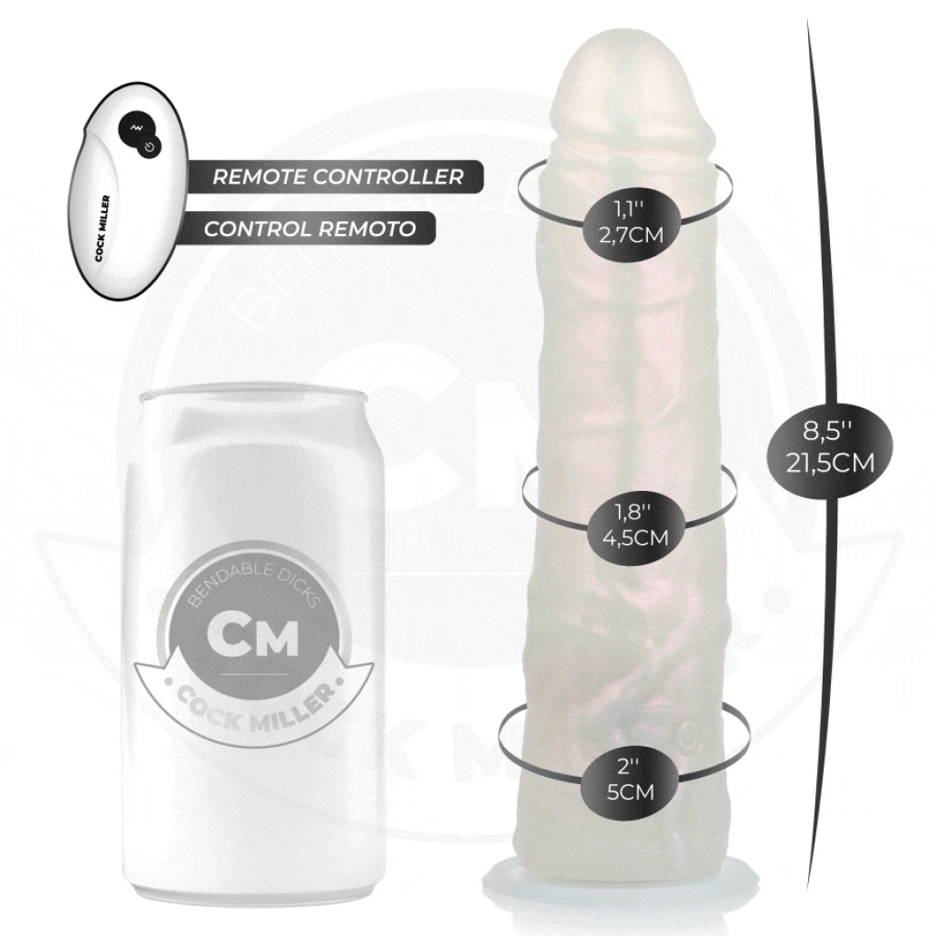 COCK MILLER – DILDO CON VENTOSA, LUCI E VIBRAZIONE CON TELECOMANDO BIANCO 21,5 CM