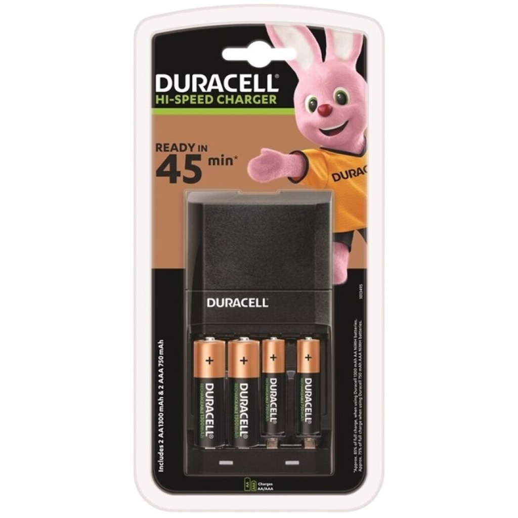 DURACELL – CARICATORE 45MIN. + 2xAA 1700mAh + 2xAAA 750mAh