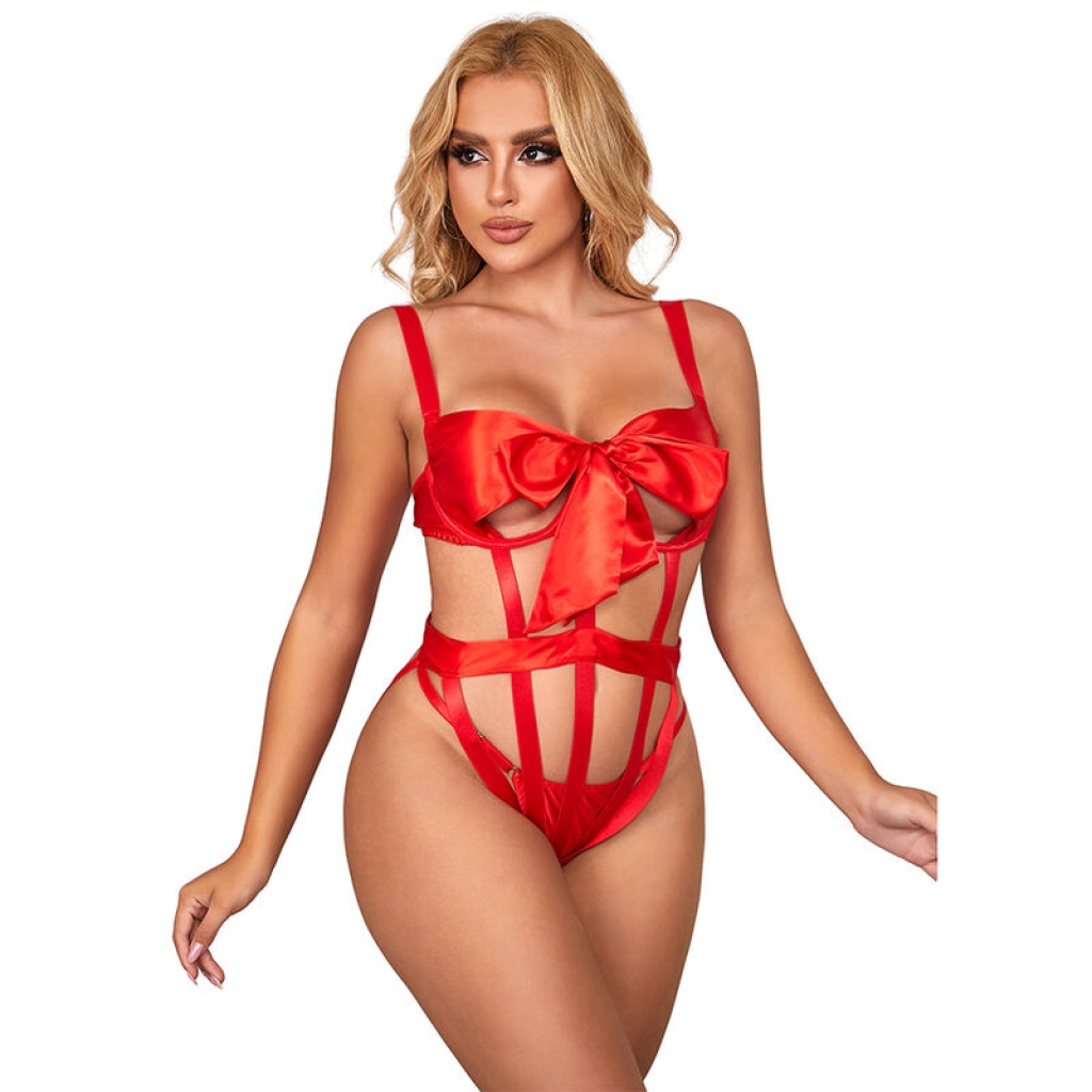 SUBBLIME – 954475 BODY SEXY TRAFORATO CON FIOCCO ROSSO L/XL