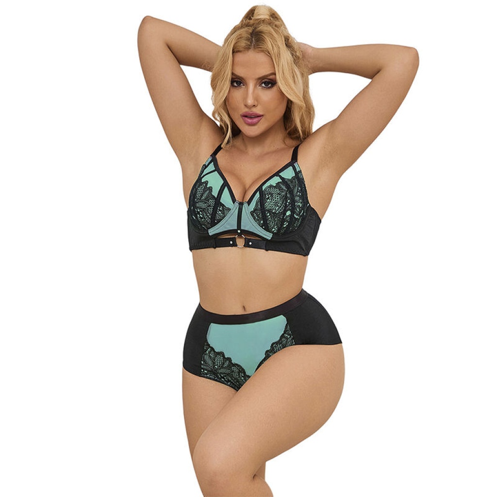 SUBBLIME – 955557 SET REGGISENO IN VERNICE VERDE CON CERNIERA S/M