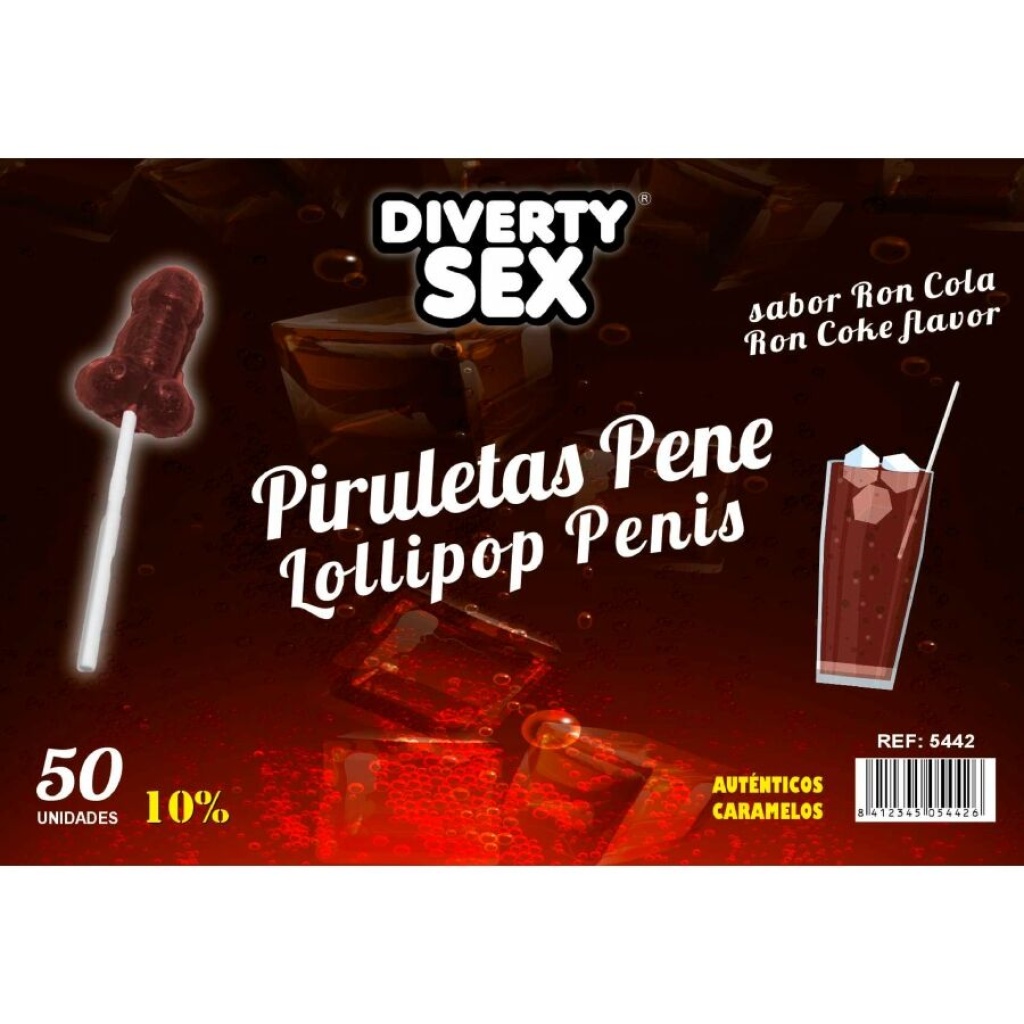 DIABLO GOLOSO – 50 LECCA LECCA AL PENE GUSTO RON COLA 10% ALCOOL